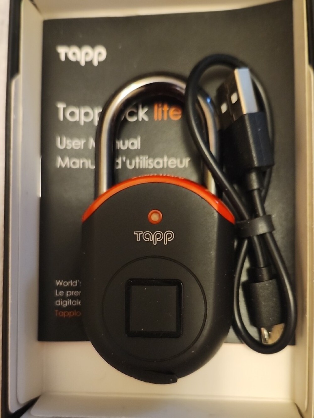 Tapplock Lite Bluetooth Smart Fingerprint Padlock - Red/Black - Picture 2 of 5